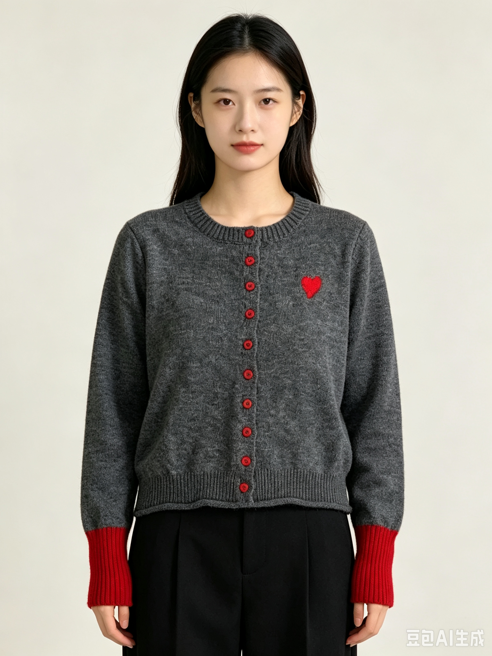 Cardigan with colored sleeves