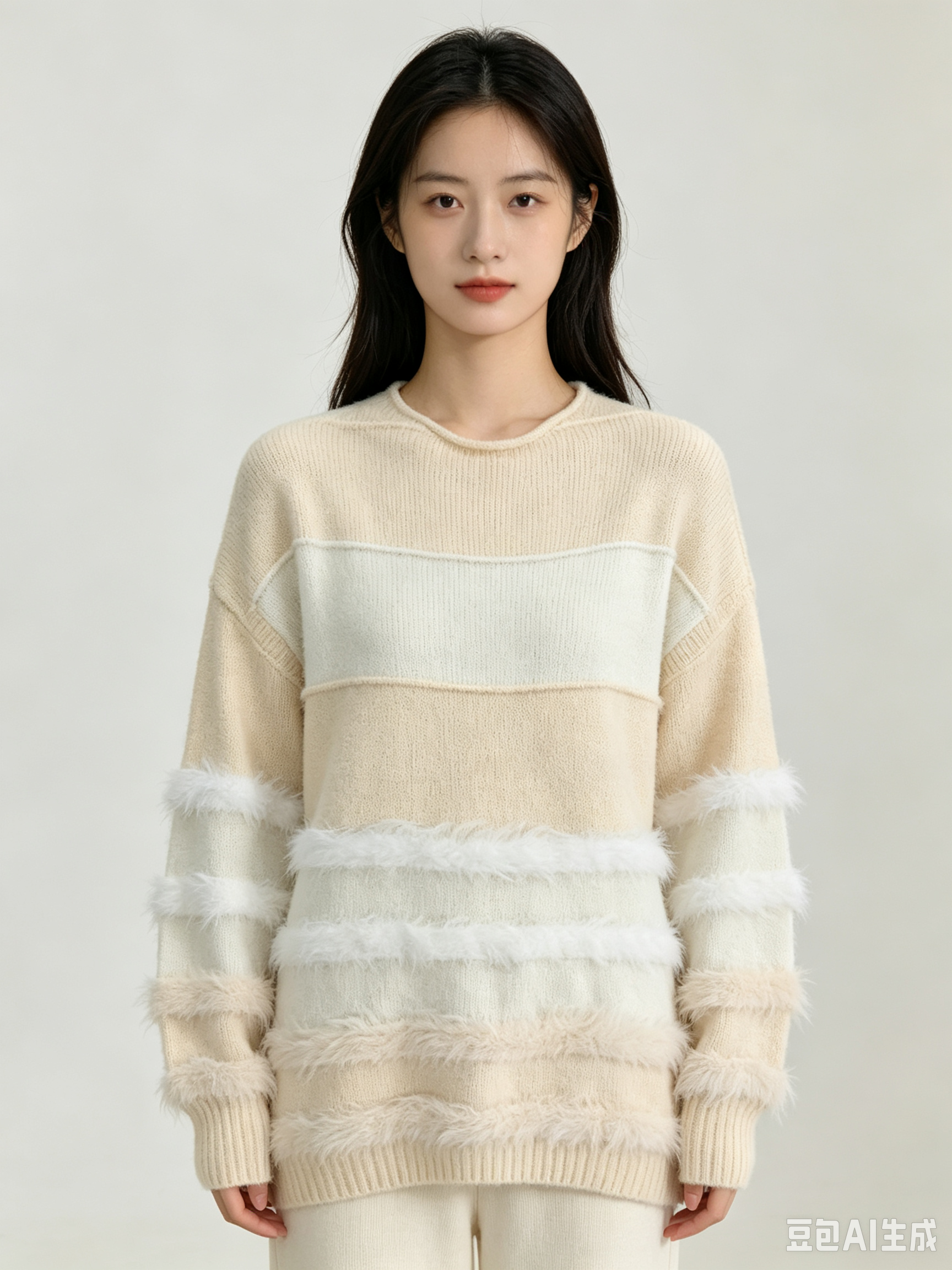Border Switch Shaggy Knit