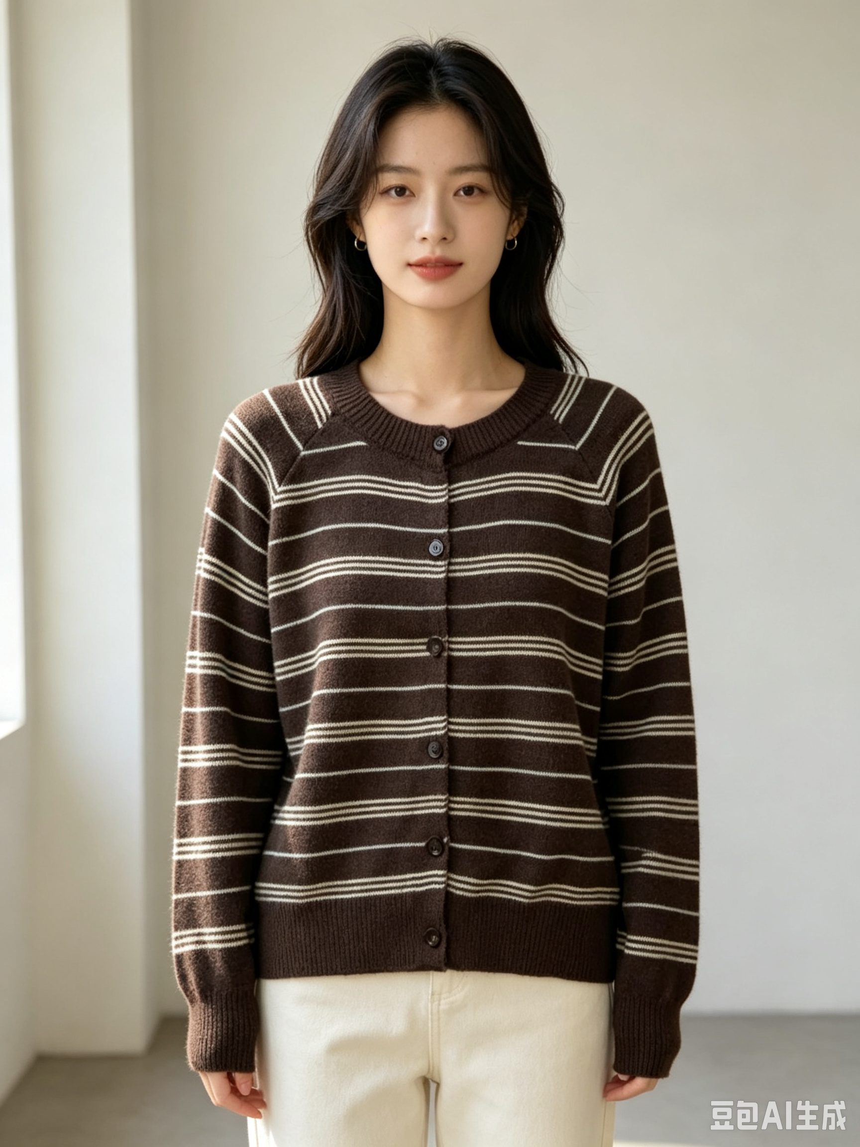 Striped knit cardigan