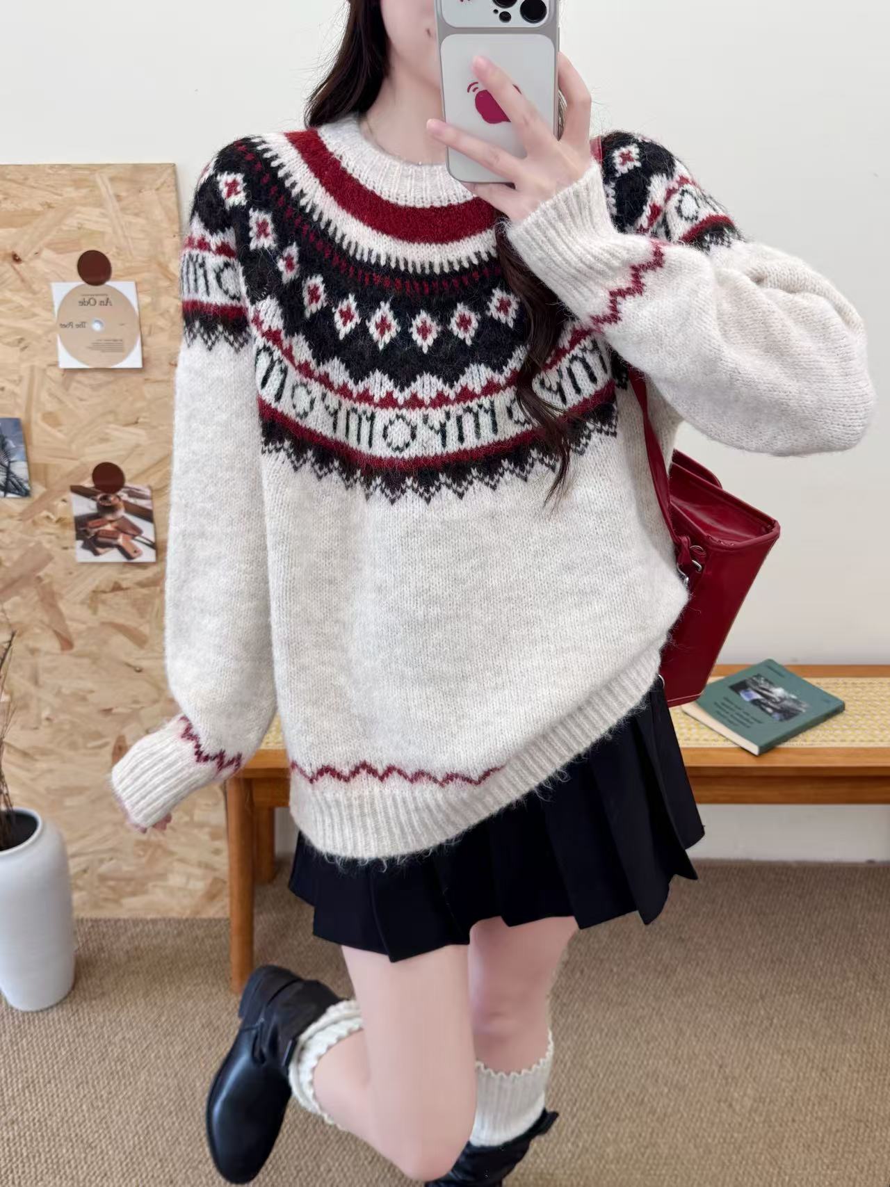 Jacquard knit sweater