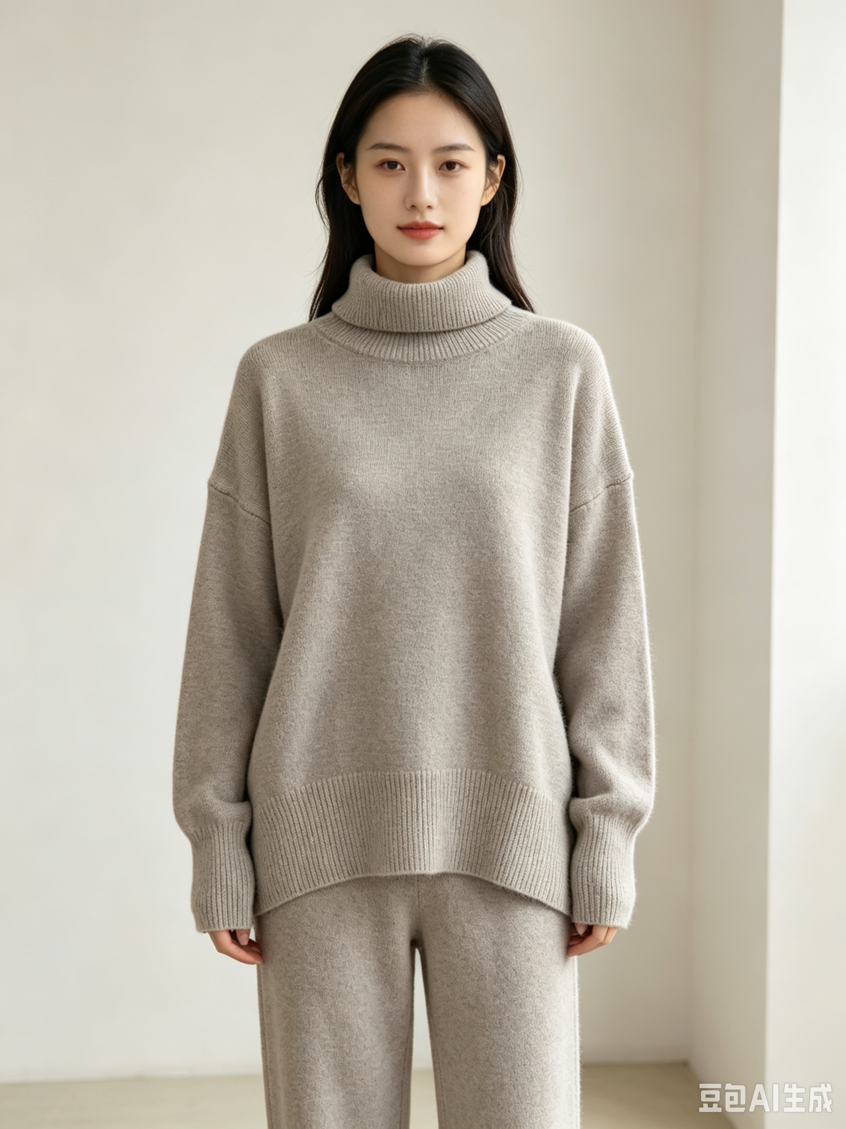 Plain High-Neck Pullover