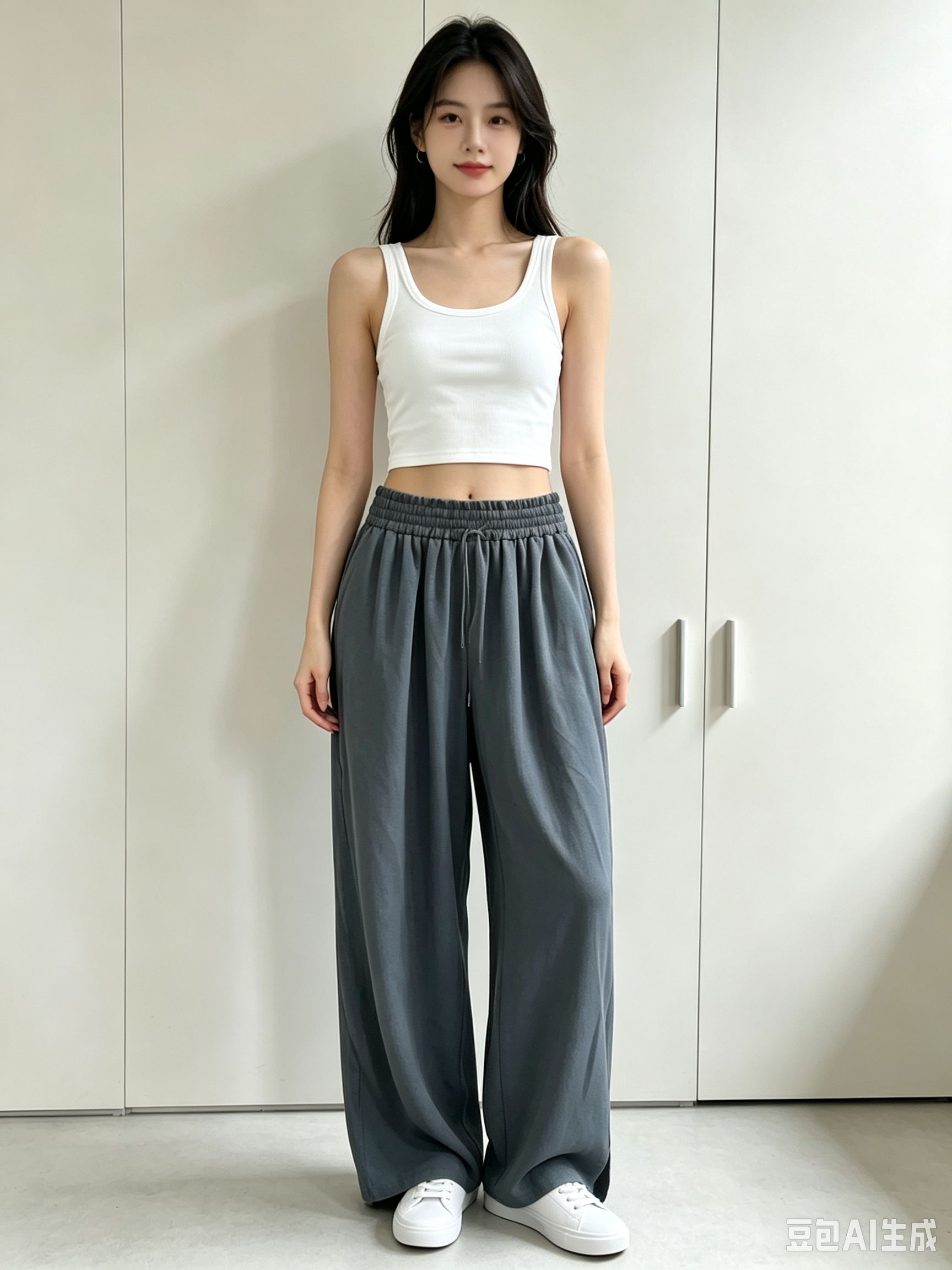 Elastic Waist Woven Wide-Leg Pants