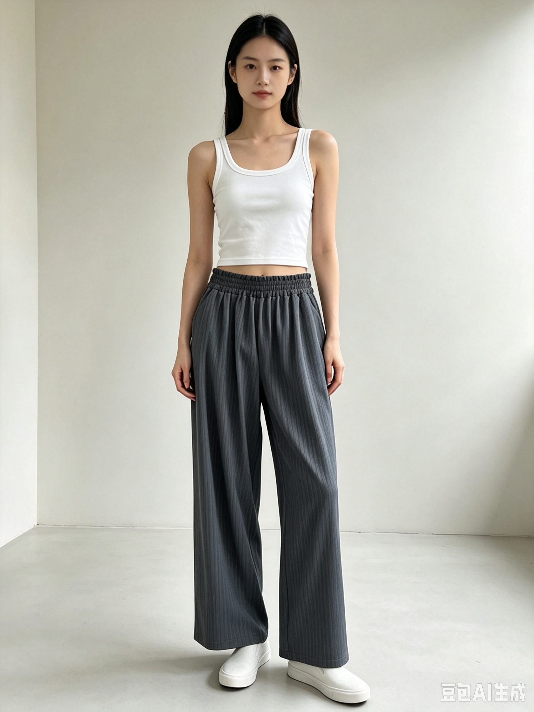 Elastic Waist Wide-Leg Pants